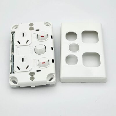 NPE Double Power Point Vertical 10A Extra Switch
