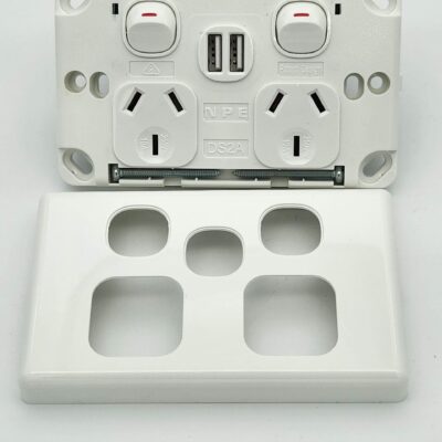 NPE Double Power Point Horizontal 10A Extra Double-Port USB