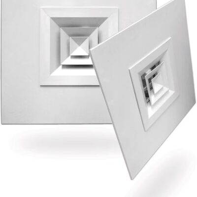 Aluminium Plaque Diffuser - 595x595mm Face / 225x225mm Neck