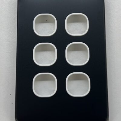 6Gang Plate With Frame Alu Black