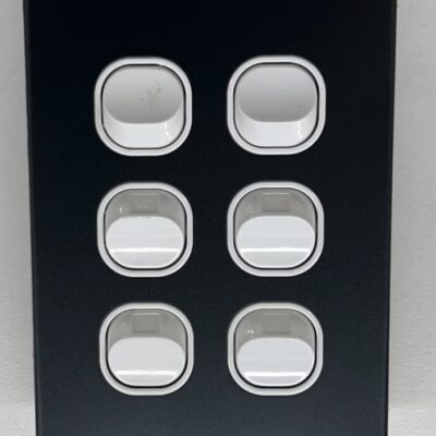 IGOTO 6-Gang Switch 10A 2-Way Vertical — Black (CS312V-B)